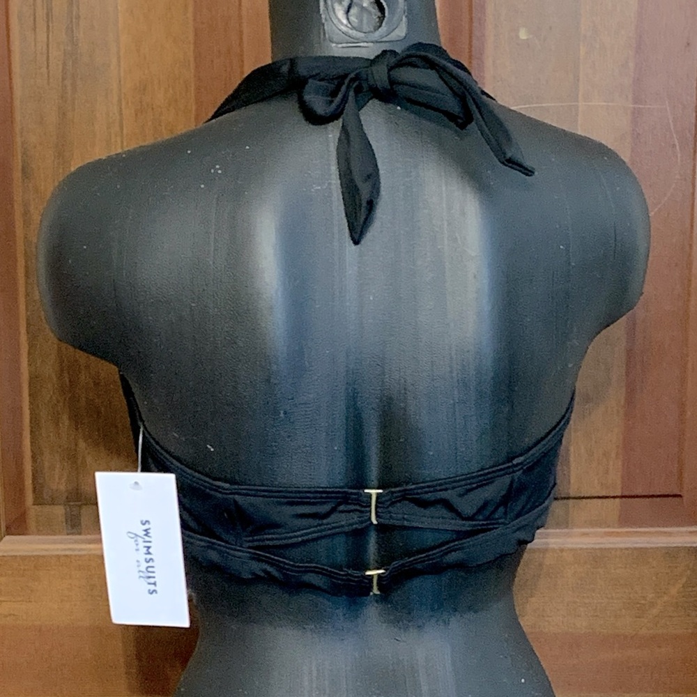 Swimsuits For All Diva Black Halter Bikini Top 18 NWT - Picture 2 of 7